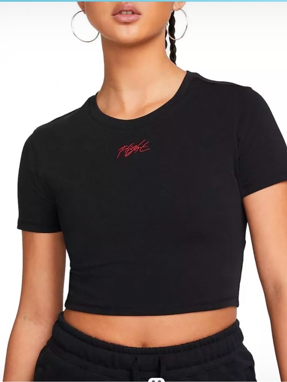 Jordan (Her)itage Women’s XS Black Crop Top Mystic Hibiscus Flight T Shirt